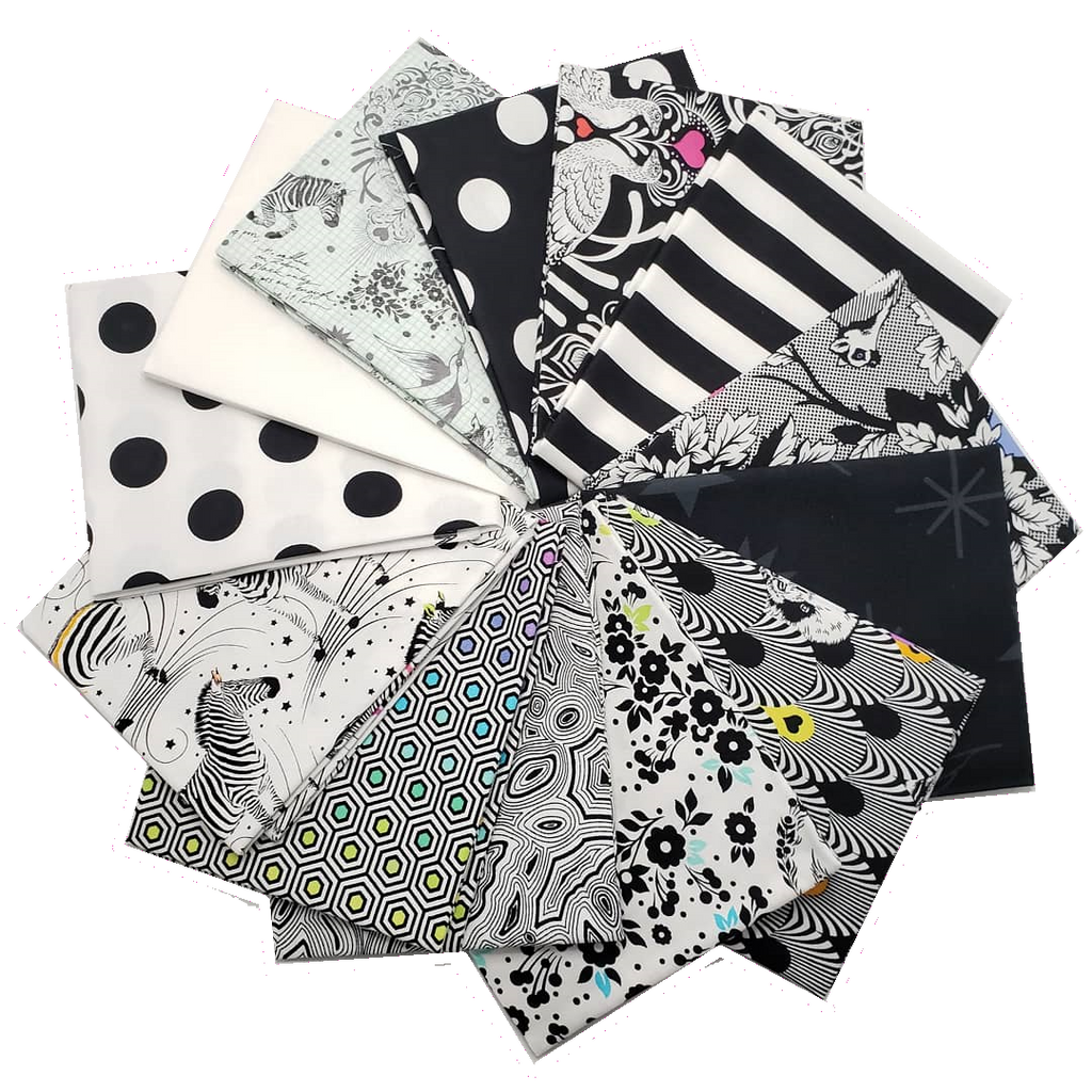 Linework Black and White Fabric by Tula Pink