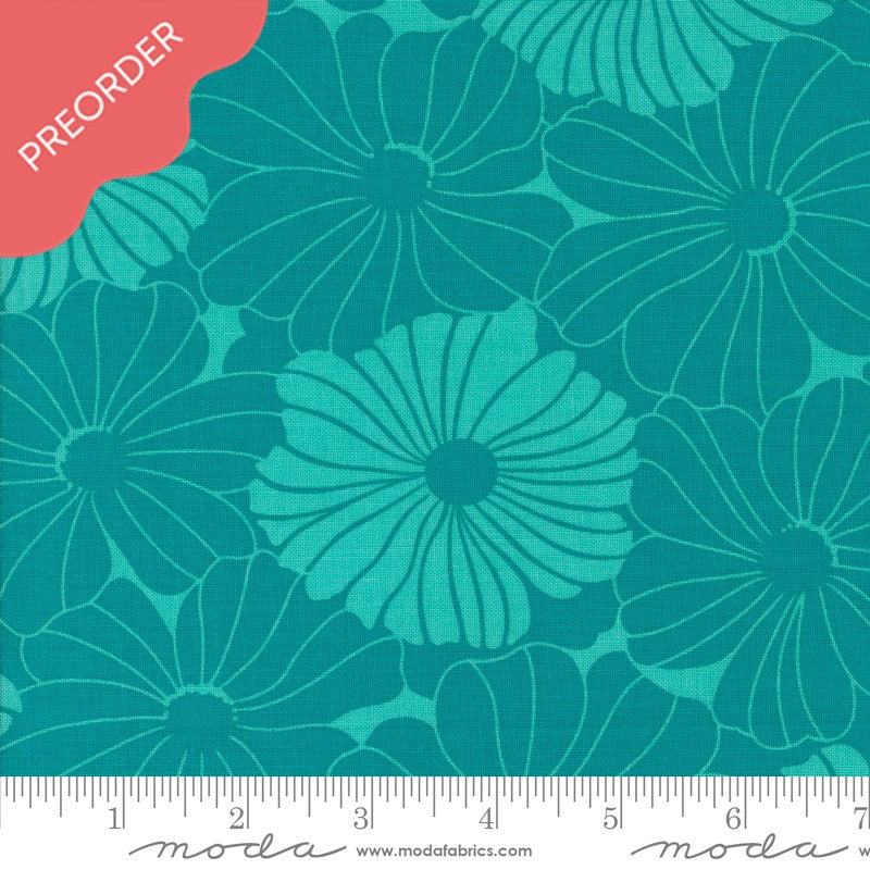 V & Co Color Crush Bloom Florals Turquoise Fabric