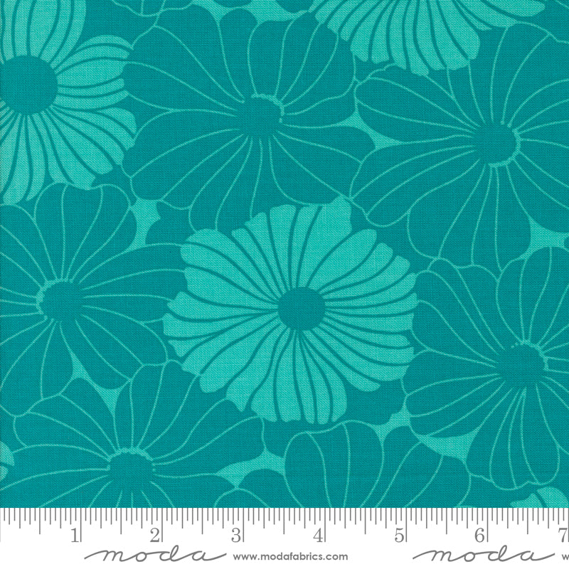 V & Co Color Crush Bloom Florals Turquoise Fabric