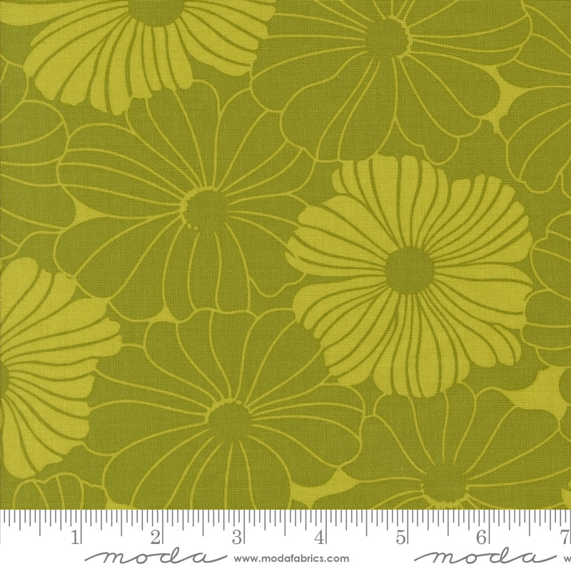 V & Co Color Crush Bloom Florals Zest Green Fabric