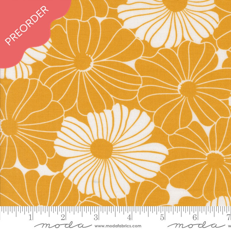 V & Co Color Crush Bloom Florals Honey Yellow Fabric