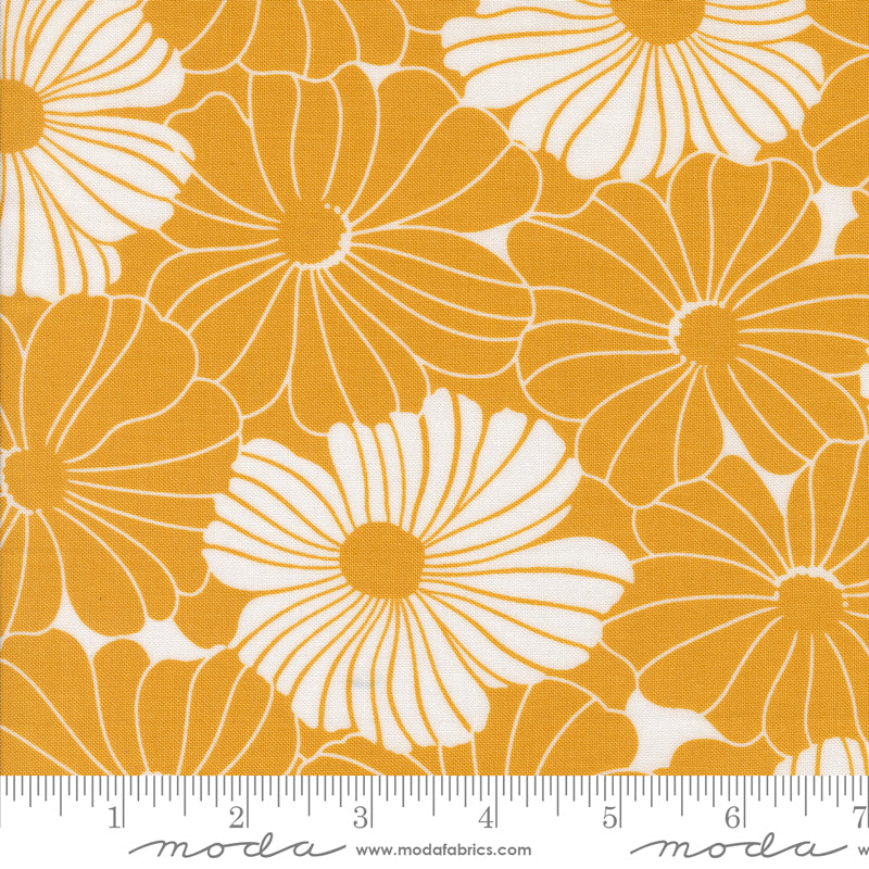 V & Co Color Crush Bloom Florals Honey Yellow Fabric