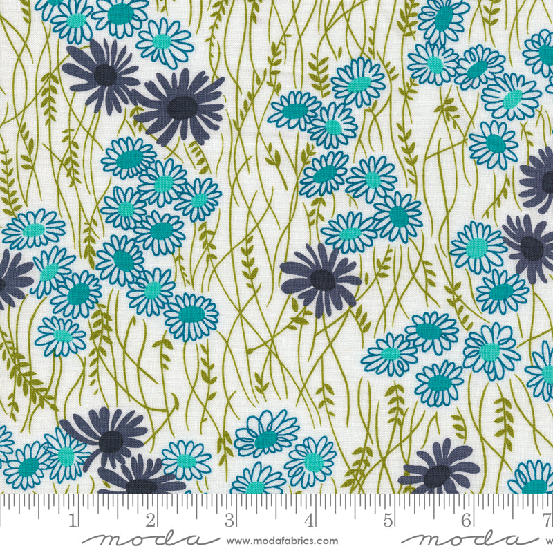 V & Co Color Crush Mingle Florals Turquoise Fabric