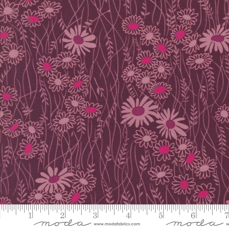 V & Co Color Crush Mingle Florals Plum Pink Fabric