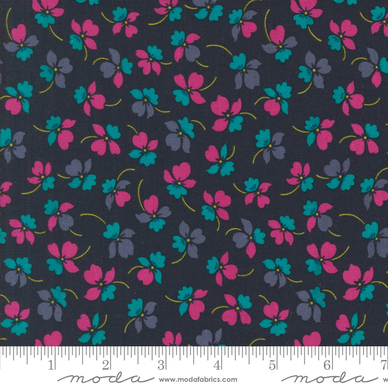 V & Co Color Crush Flourish Florals Indigo Fabric