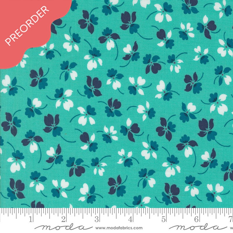 V & Co Color Crush Flourish Florals Aqua Fabric