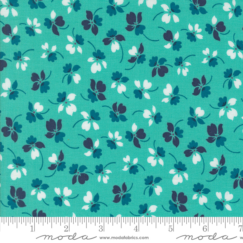 V & Co Color Crush Flourish Florals Aqua Fabric