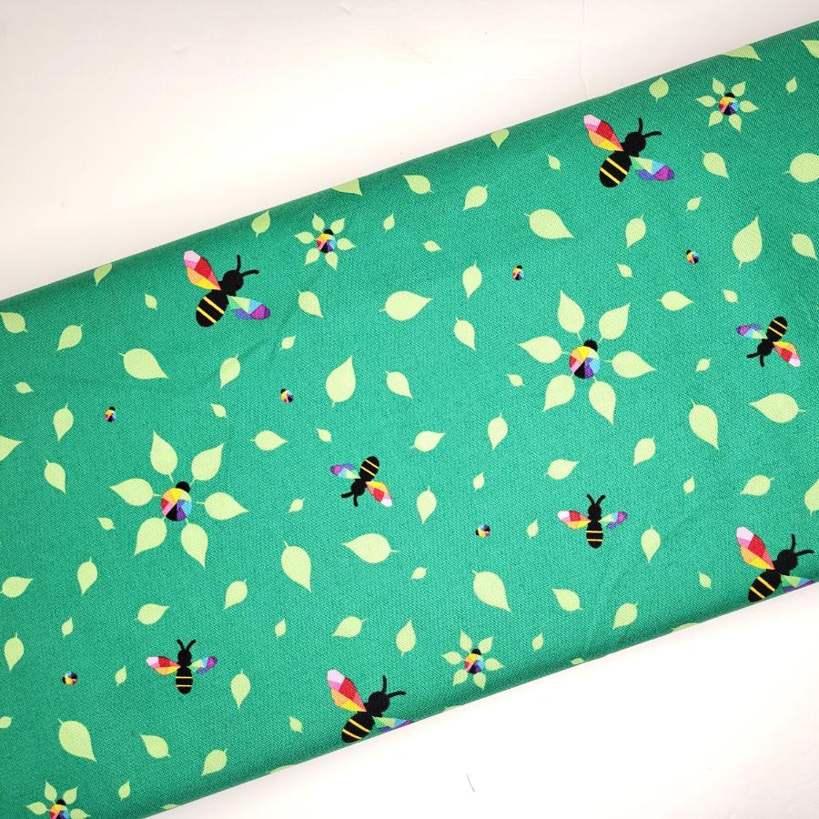 Kristy Lea Bloom Busy Bees Emerald Green Fabric