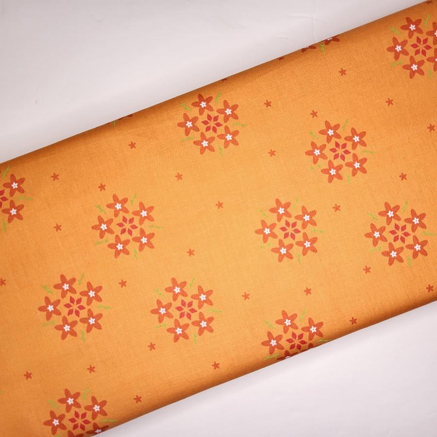 Kristy Lea Bloom Star Flower Tangerine Orange Fabric