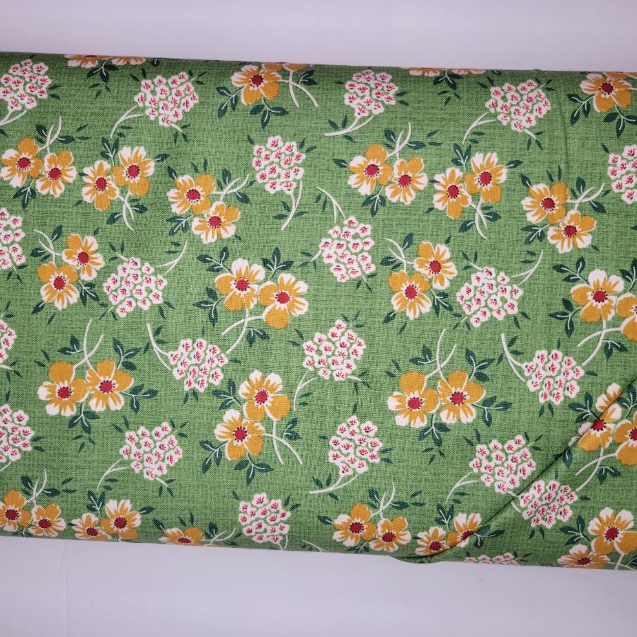 Lori Holt Hometown Holiday Floral Basil Green Fabric