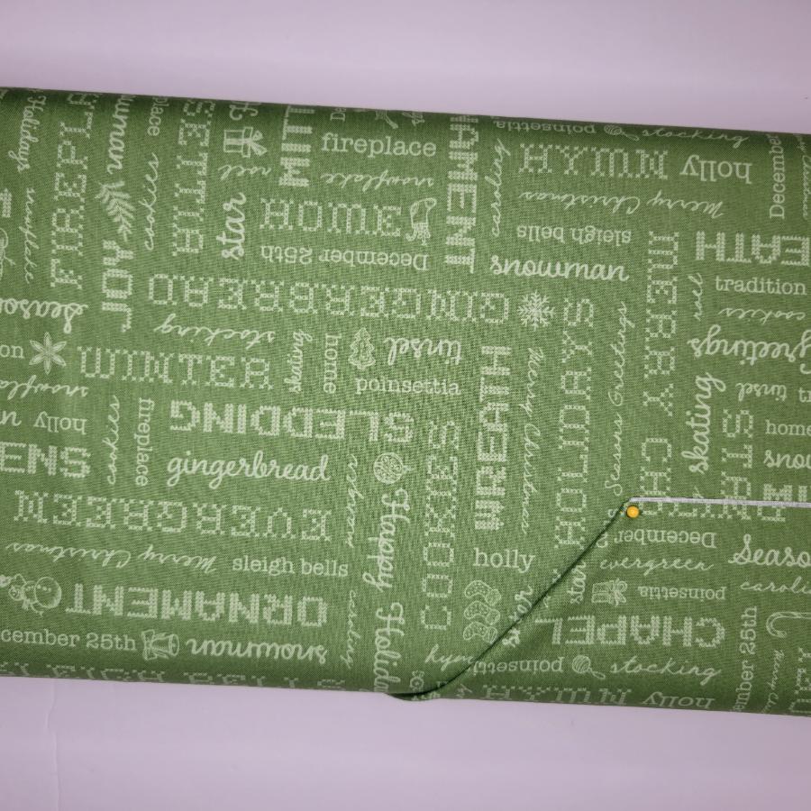 Lori Holt Hometown Holiday Words Basil Green Fabric