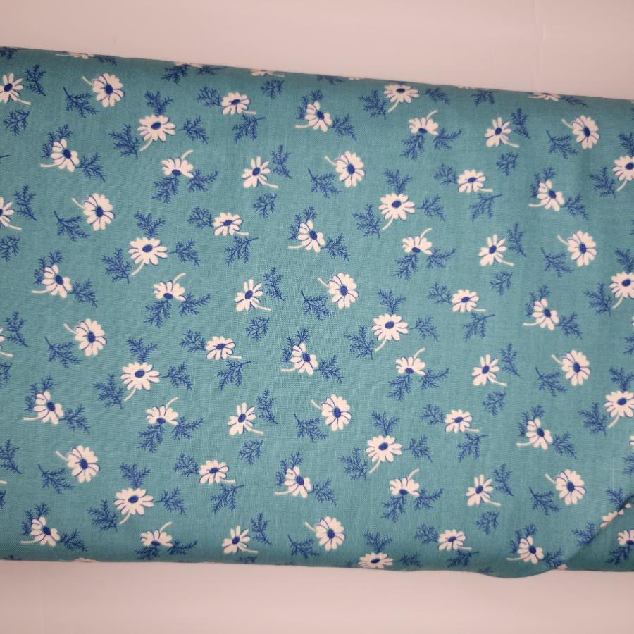 Lori Holt Hometown Holiday Pineflower Raindrop Blue Fabric