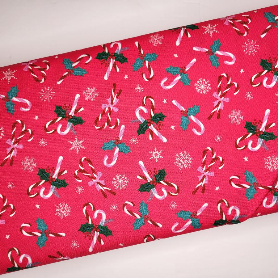 Helen Black Candy Cane Christmas Candy Canes Red Fabric