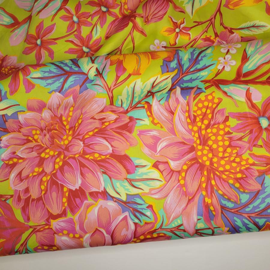 Tula Pink Untamed Hello Dahlia WIDE BACK Lunar Yellow HALF YARD by 108" Fabric