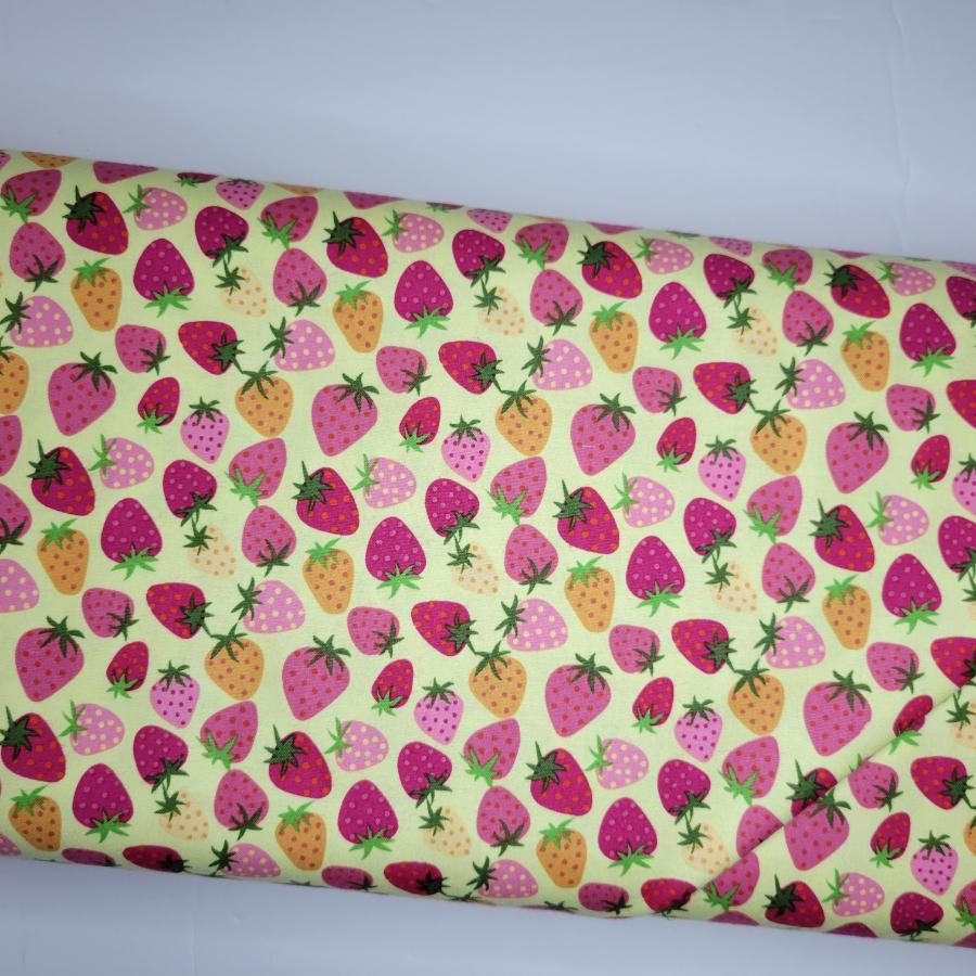 Poppie Cotton Calico Cowgirls Strawberry Pie Yellow Fabric