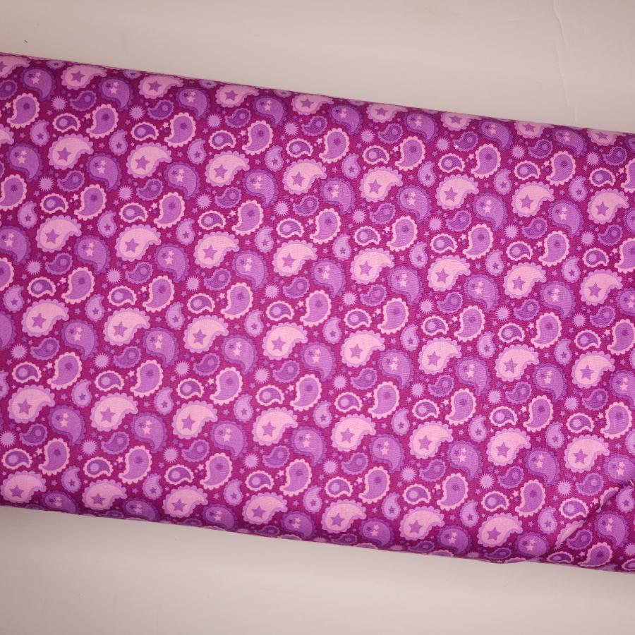 Poppie Cotton Calico Cowgirls Paisley & Poppy Purple Fabric