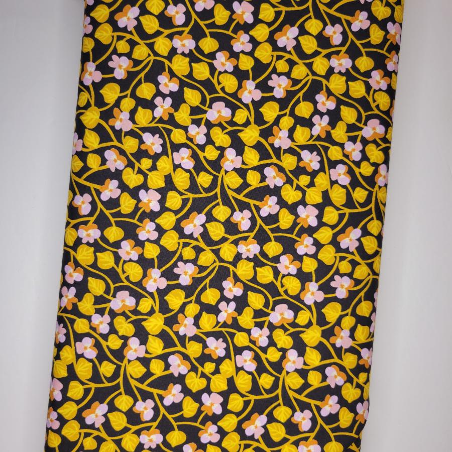 Ruby Star Society Bird is the Word Pansy Soft Black Floral Fabric