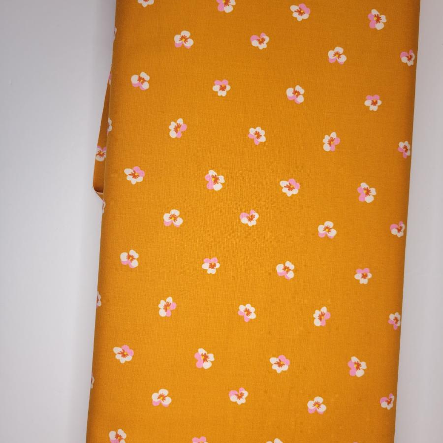 Ruby Star Society Bird is the Word Violet Turmeric Orange Floral Fabric