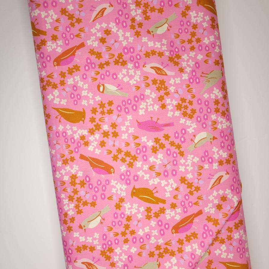 Ruby Star Society Bird is the Word Spark Flamingo Pink Fabric