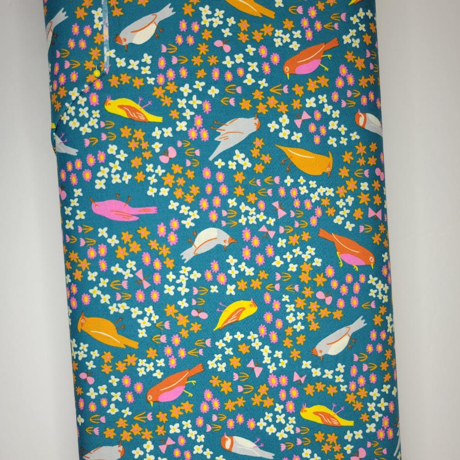 Ruby Star Society Bird is the Word Spark Storytime Teal Fabric