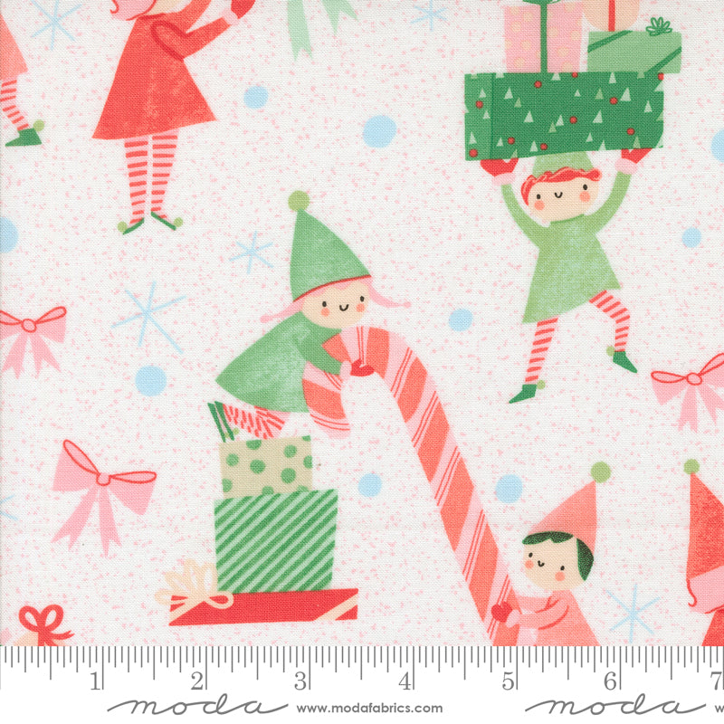 Lizzy House Tiny Christmas Elves Snow Fabric