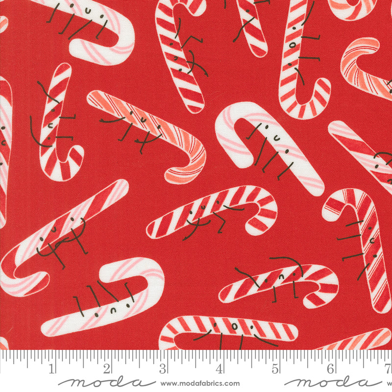 Lizzy House Tiny Candy Cane Red Fabric