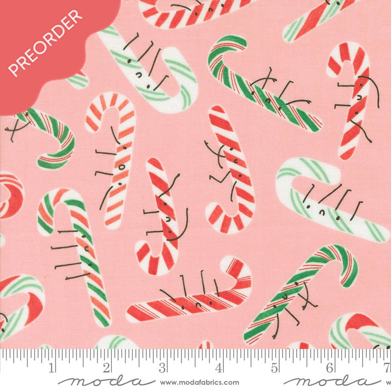 Lizzy House Tiny Christmas Candy Cane Cotton Candy Fabric