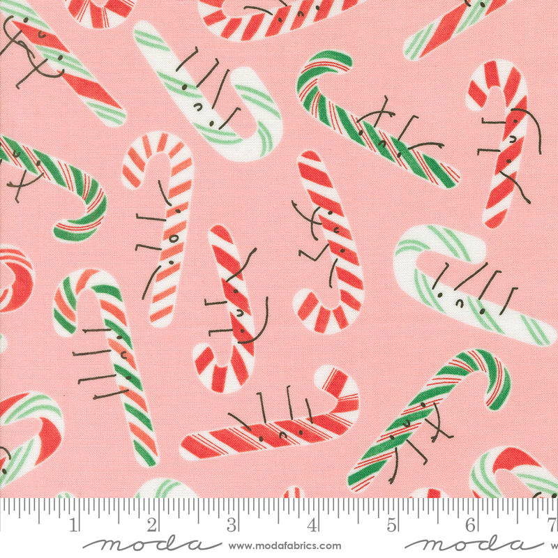 Lizzy House Tiny Christmas Candy Cane Cotton Candy Fabric