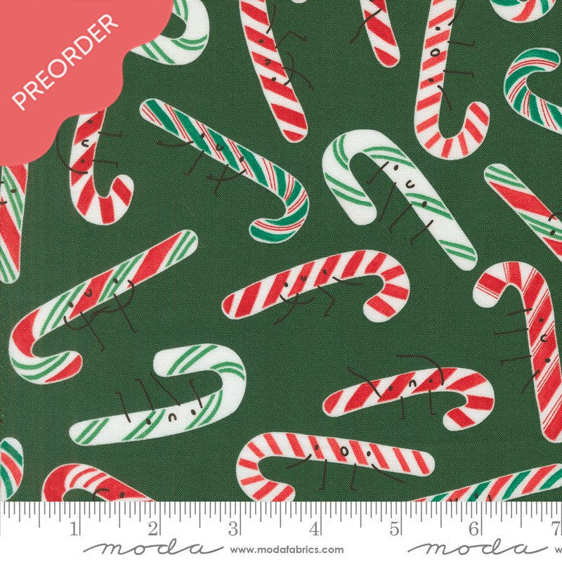 Lizzy House Tiny Christmas Candy Cane Pine Fabric