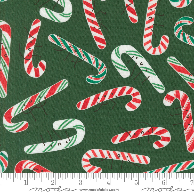 Lizzy House Tiny Christmas Candy Cane Pine Fabric