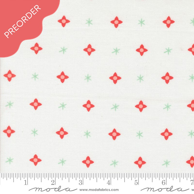 Lizzy House Tiny Christmas Stars Snow White Fabric