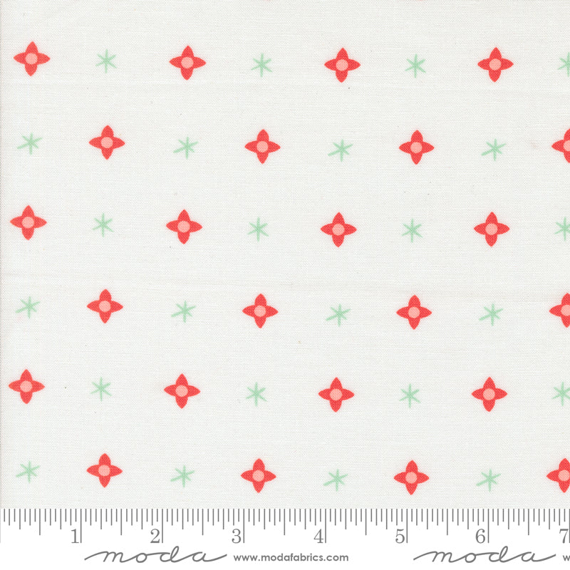 Lizzy House Tiny Christmas Stars Snow White Fabric