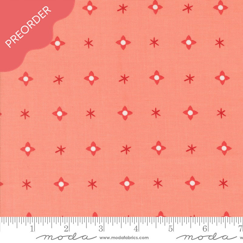 Lizzy House Tiny Christmas Stars Carnation Pink Fabric