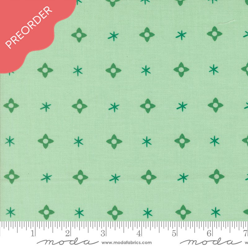 Lizzy House Tiny Christmas Stars Mint Green Fabric