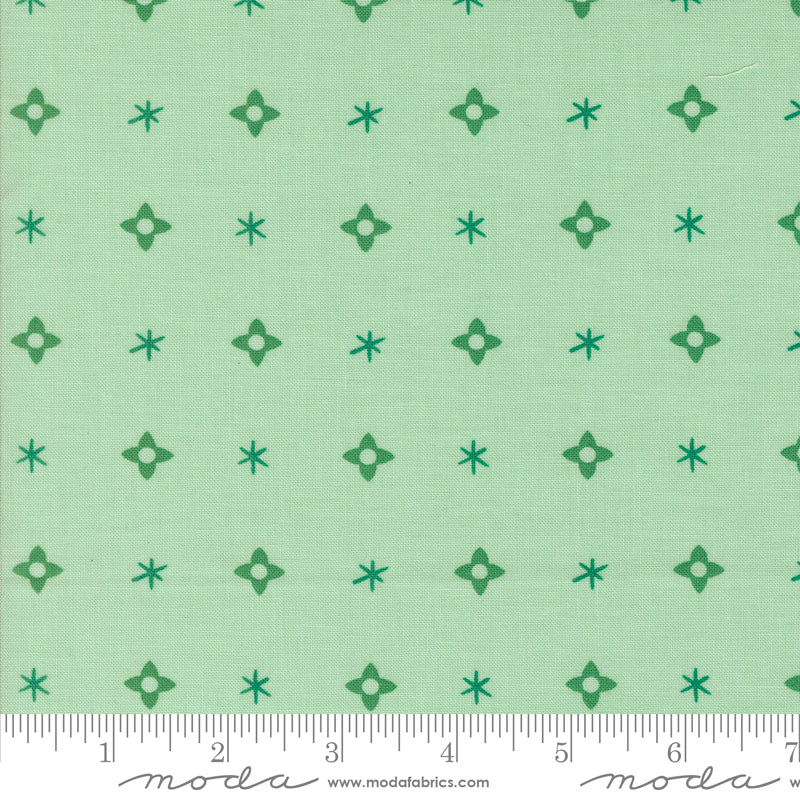 Lizzy House Tiny Christmas Stars Mint Green Fabric