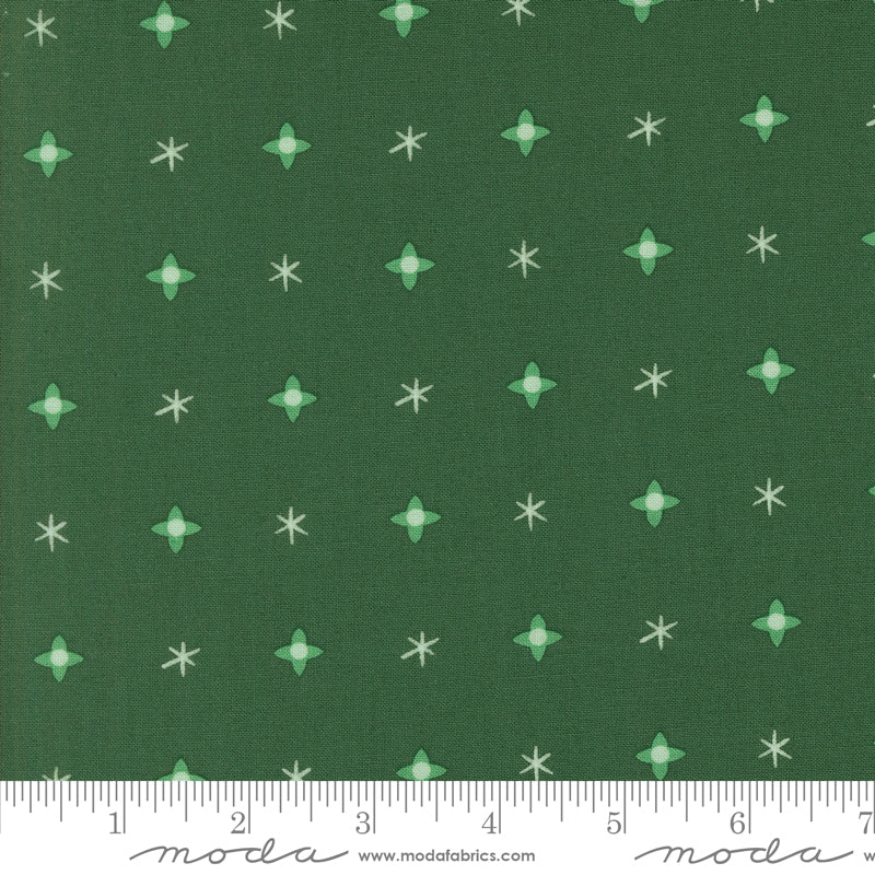 Lizzy House Tiny Christmas Stars Pine Green Fabric