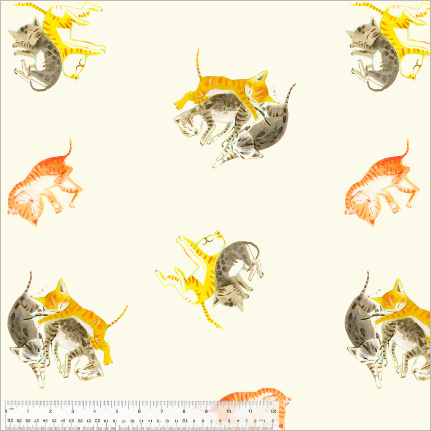 Heather Ross Heather Ross By Hand Barn Kittens Ivory Fabric
