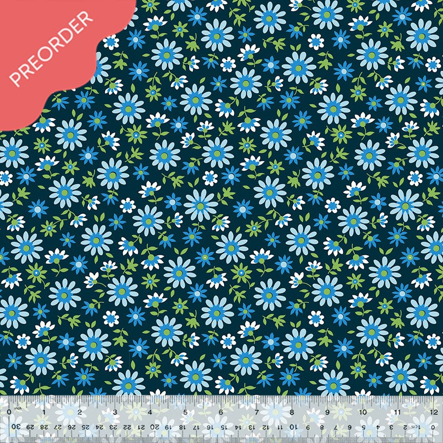 Denyse Schmidt Pretty Things Bella Deep Blue Floral Fabric