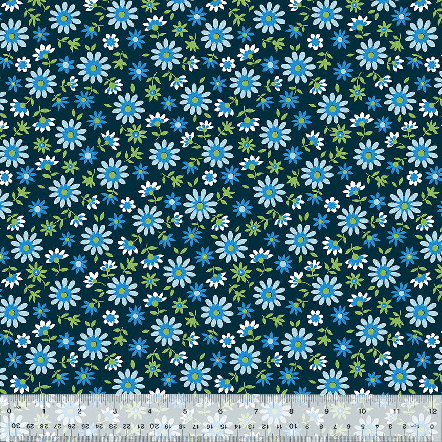 Denyse Schmidt Pretty Things Bella Deep Blue Floral Fabric