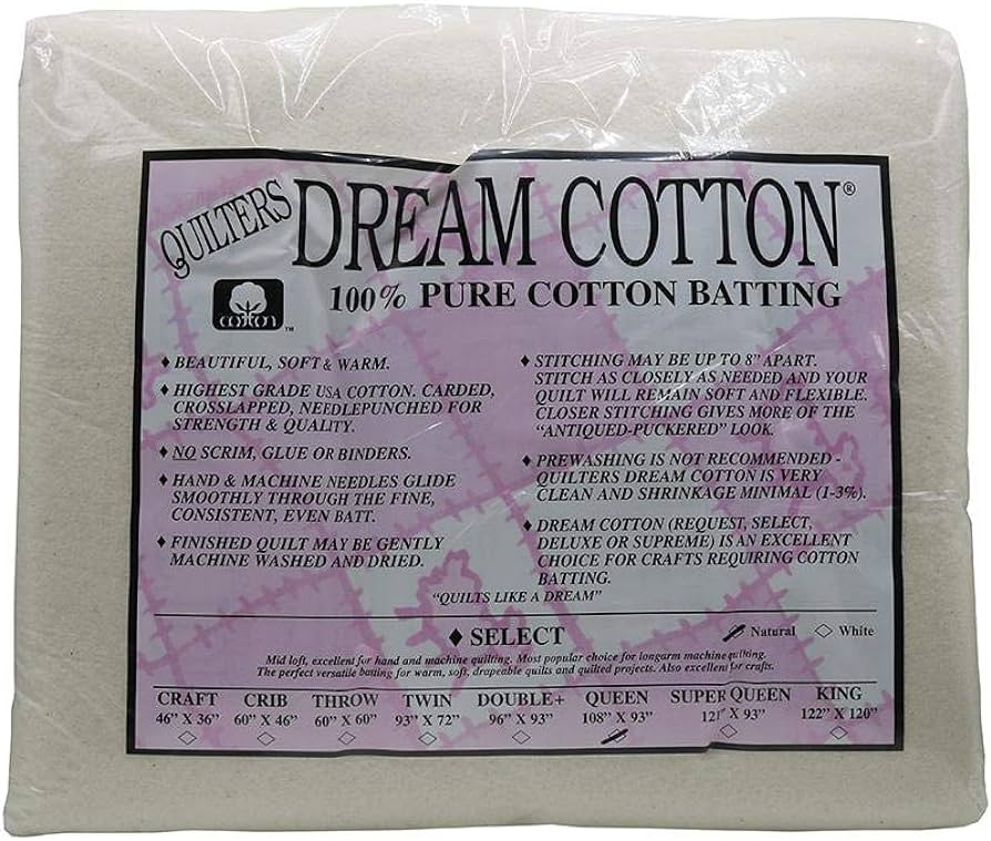 Quilters Dream Cotton Deluxe Weighty Loft Quilt Batting-twin Size 93 X 72 