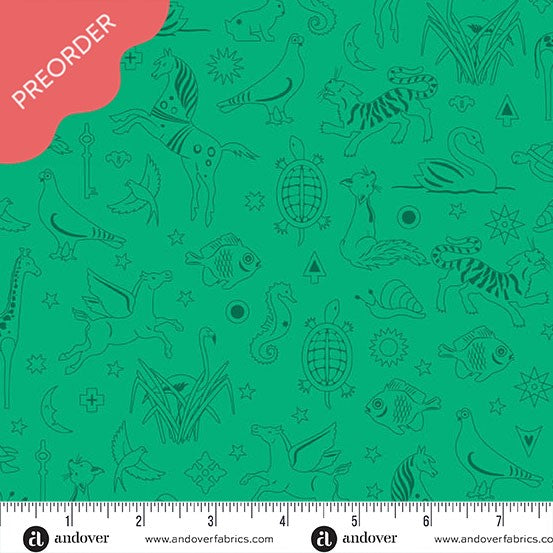 Alison Glass Sunprint 2025 Philately Grasshopper Green Fabric