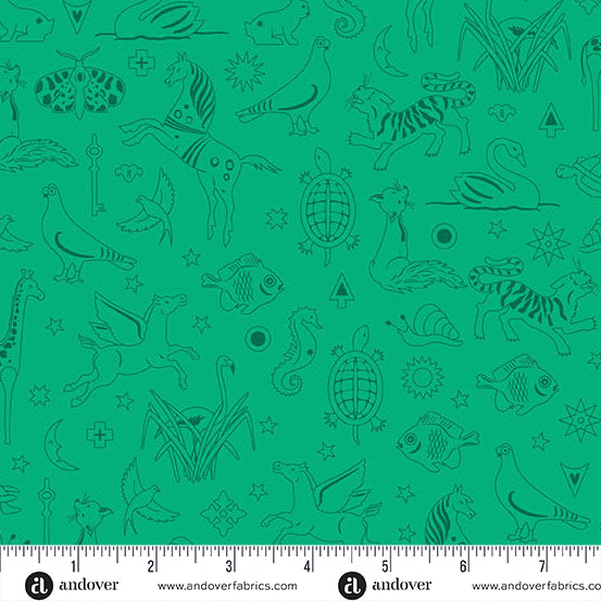 Alison Glass Sunprint 2025 Philately Grasshopper Green Fabric