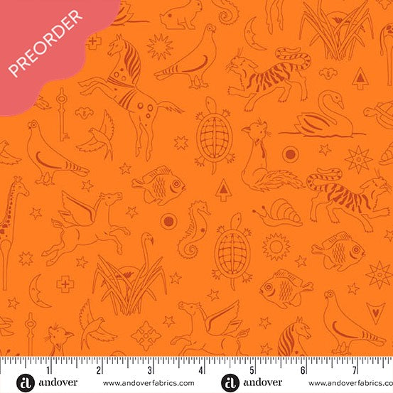 Alison Glass Sunprint 2025 Philately Goldfish Orange Fabric