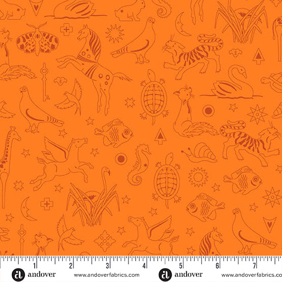 Alison Glass Sunprint 2025 Philately Goldfish Orange Fabric