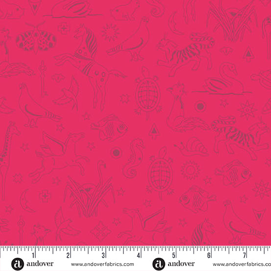 Alison Glass Sunprint 2025 Philately Strawberry Pink Fabric