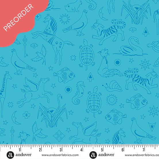 Alison Glass Sunprint 2025 Philately Dragonfly Teal Fabric