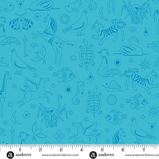 Alison Glass Sunprint 2025 Philately Dragonfly Teal Fabric