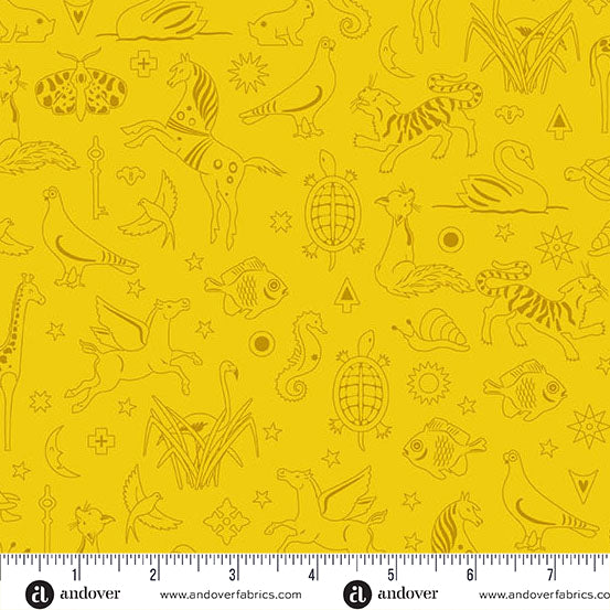 Alison Glass Sunprint 2025 Philately Canary Yellow Fabric