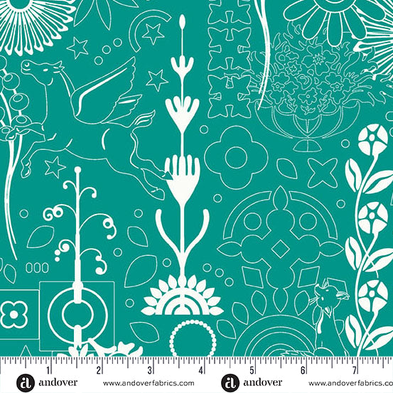 Alison Glass Sunprint 2025 Cameo Peacock Turquoise Fabric