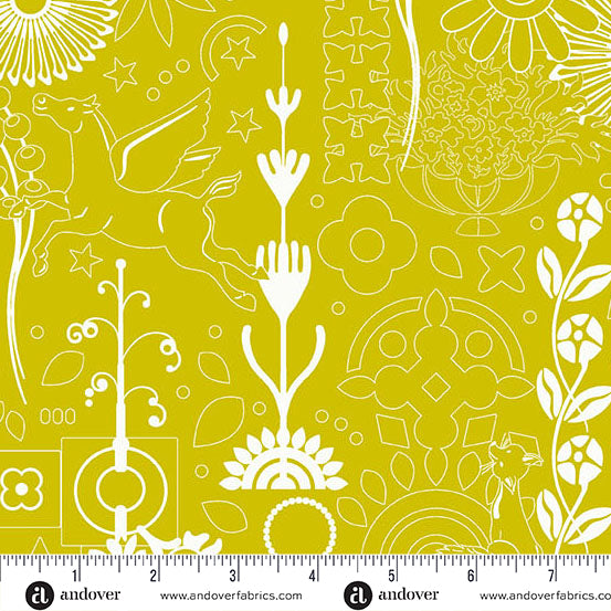 Alison Glass Sunprint 2025 Cameo Snake Chartreuse Fabric